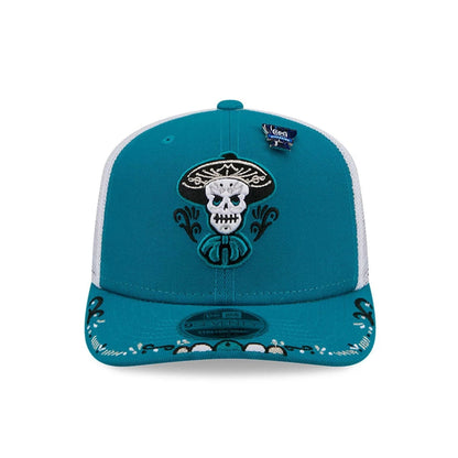 Pictured is this MiLB La Copa 2026 Albuquerque Isotopes 9SEVENTY Stretch Snap cap in Turquoise. 3