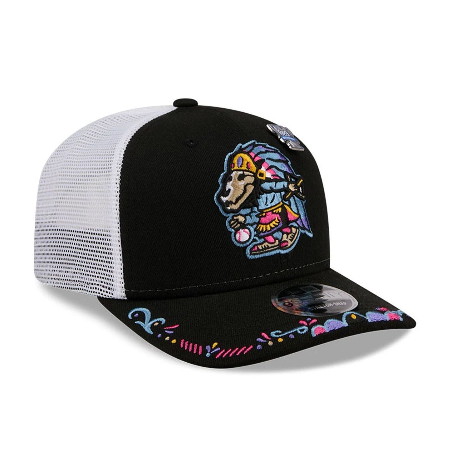 Pictured is this MiLB La Copa 2026 El Paso Chihuahuas 9SEVENTY Stretch Snap cap in Black. 4