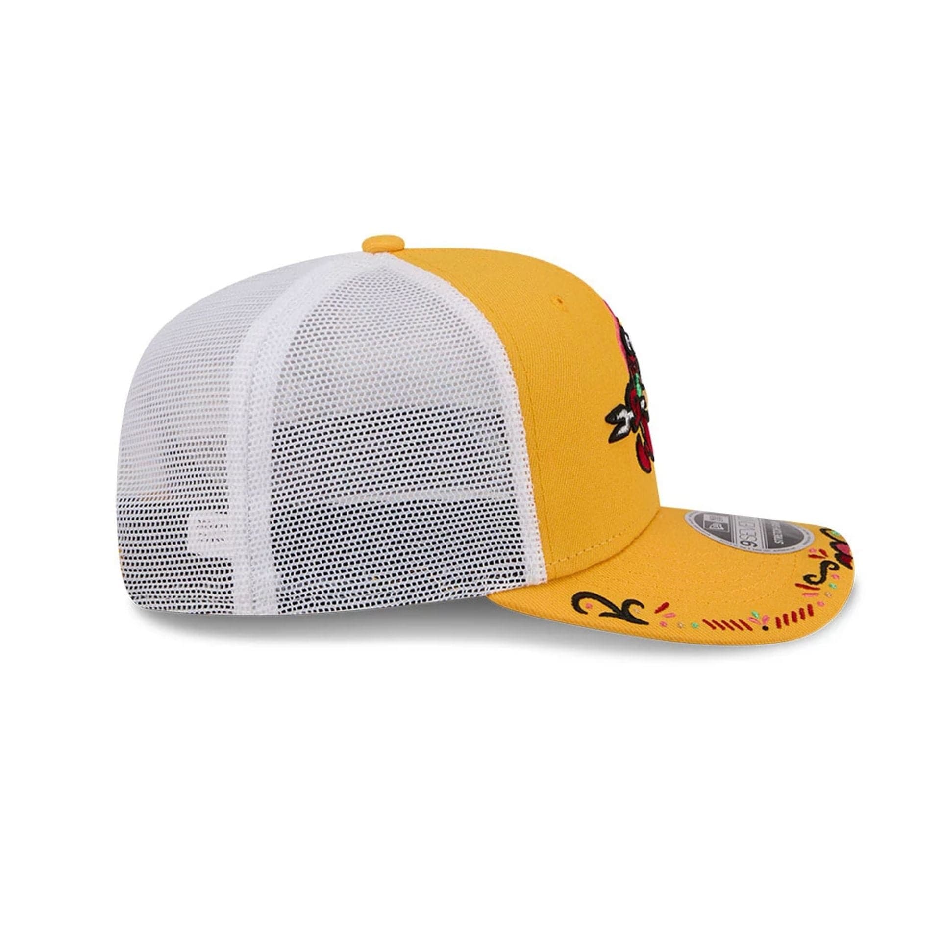 Pictured is this MiLB La Copa 2026 Akron Rubber Ducks 9SEVENTY Stretch Snap cap in dark yellow. 6