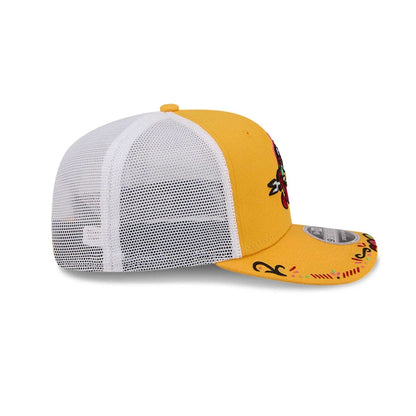 Pictured is this MiLB La Copa 2026 Akron Rubber Ducks 9SEVENTY Stretch Snap cap in dark yellow. 6
