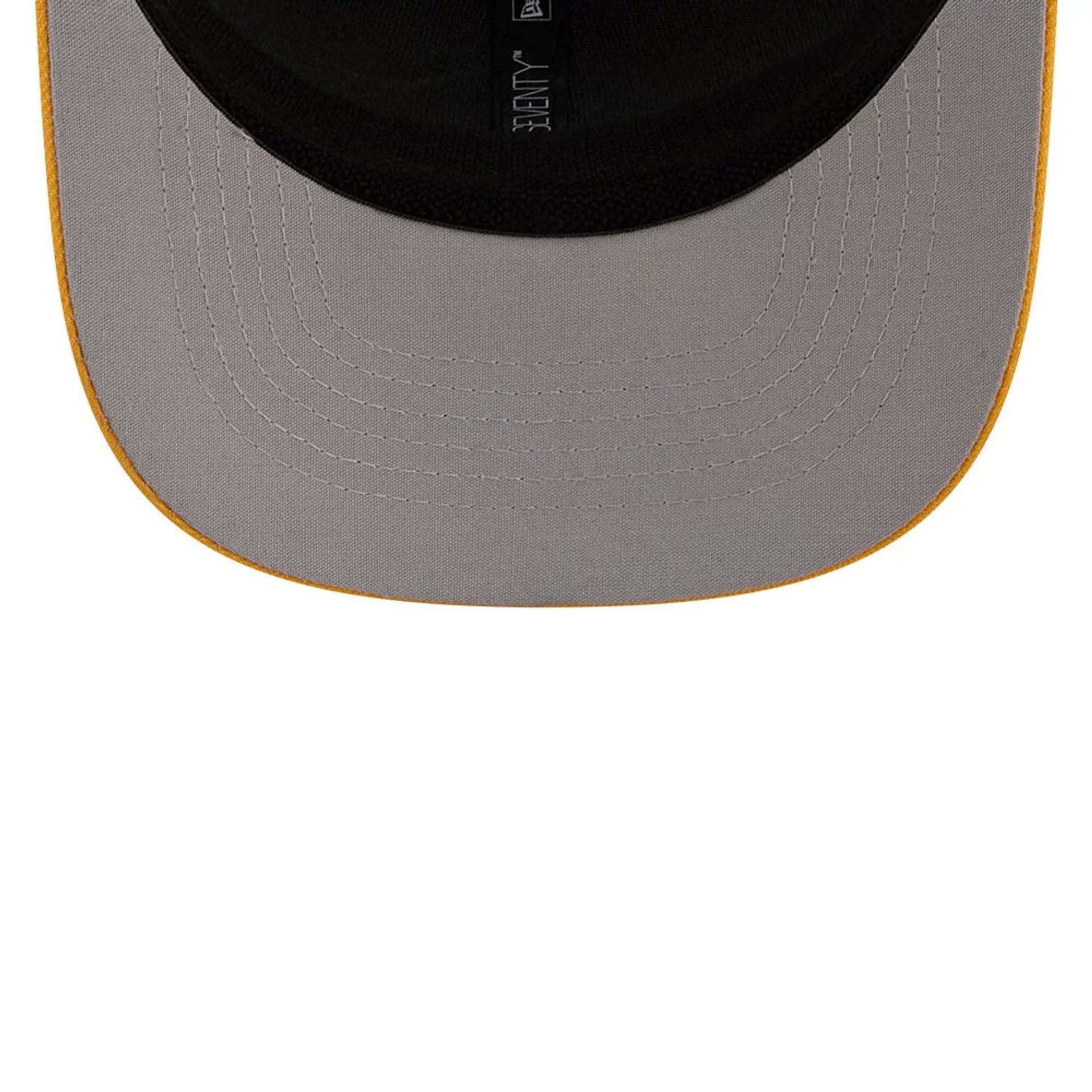 Pictured is this MiLB La Copa 2026 Akron Rubber Ducks 9SEVENTY Stretch Snap cap in dark yellow. 2