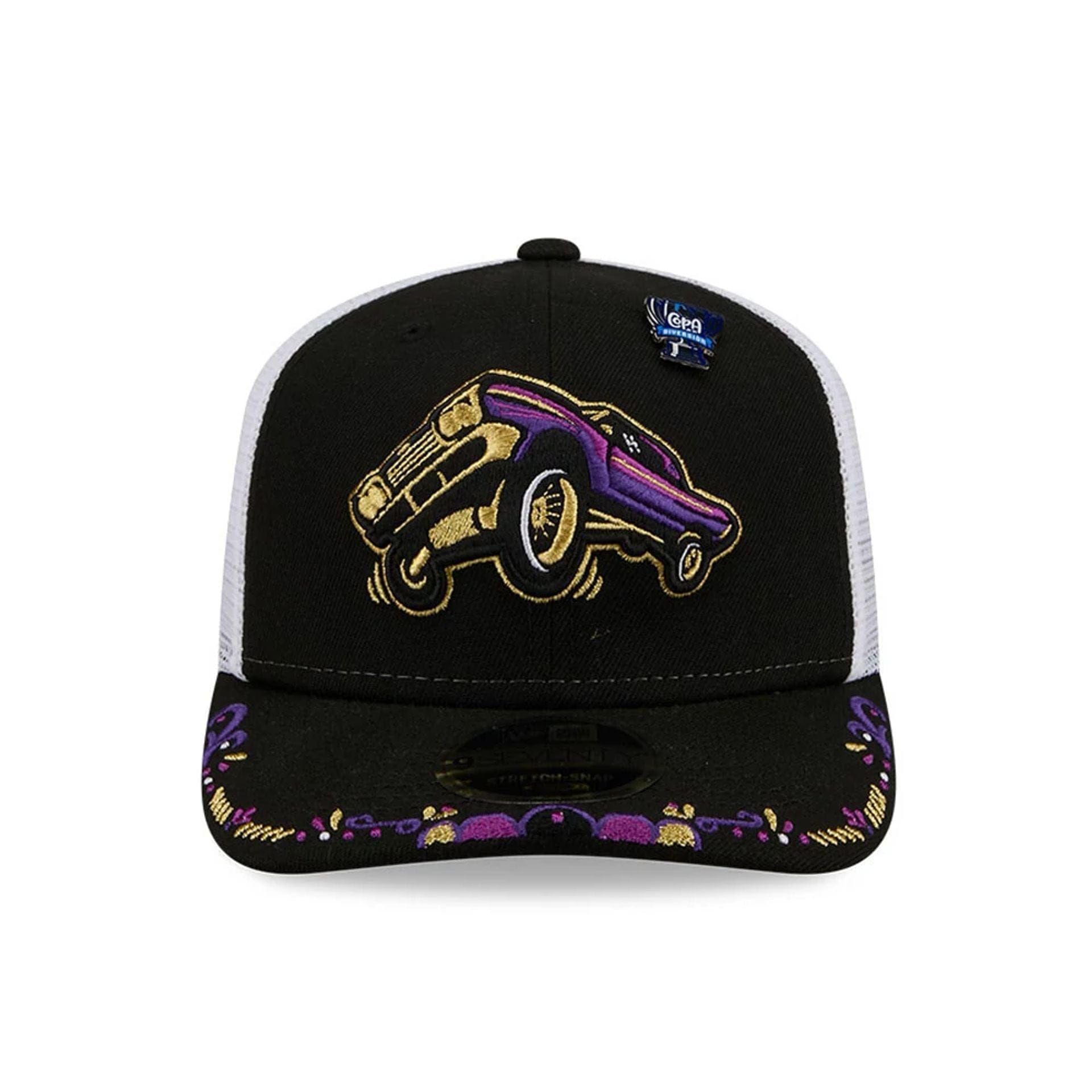 Pictured is this MiLB La Copa 2026 Fresno Grizzlies 9SEVENTY Stretch Snap cap in Black. 3