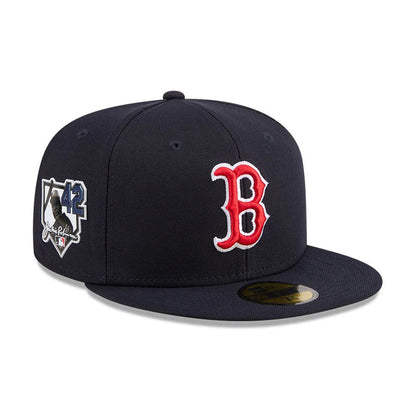 Pictured is this MLB Jackie Robinson Boston Red Sox 59FIFTY Fitted cap in navy. 1