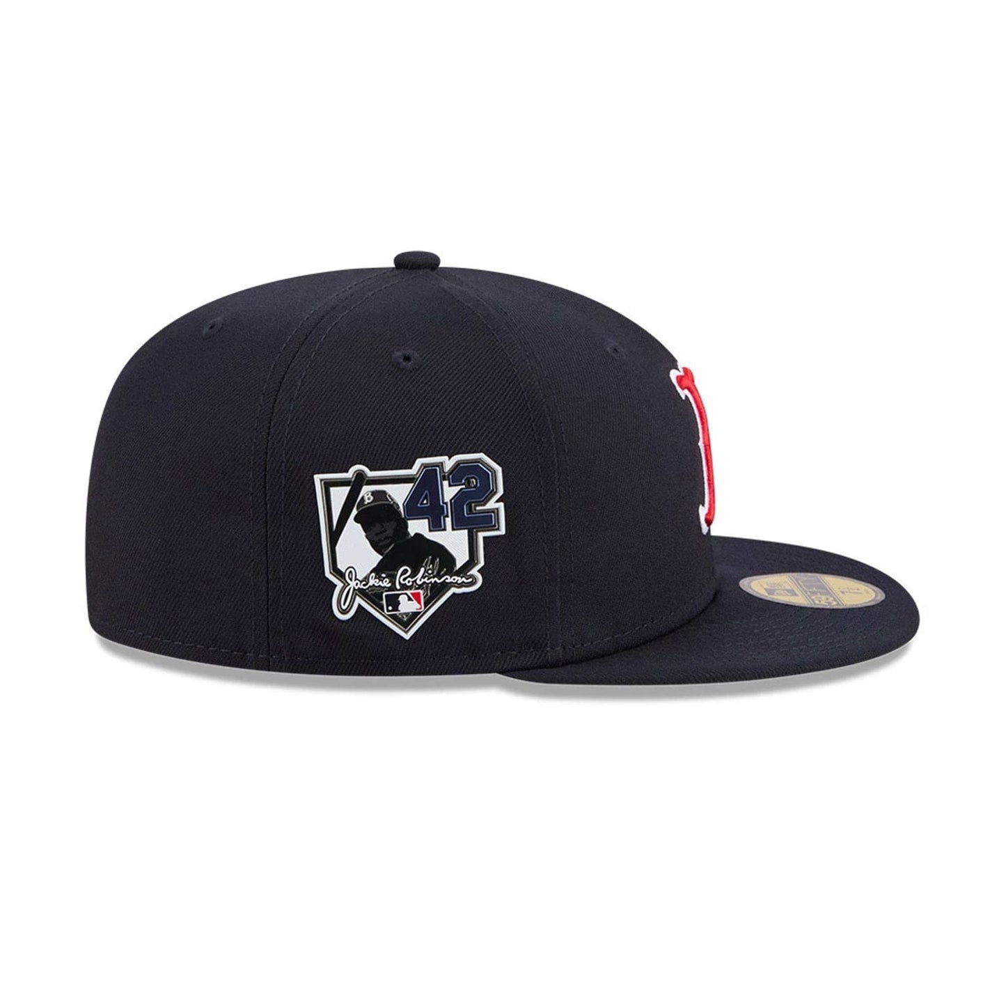 Pictured is this MLB Jackie Robinson Boston Red Sox 59FIFTY Fitted cap in navy. 5