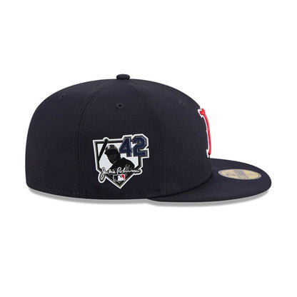 Pictured is this MLB Jackie Robinson Boston Red Sox 59FIFTY Fitted cap in navy. 5