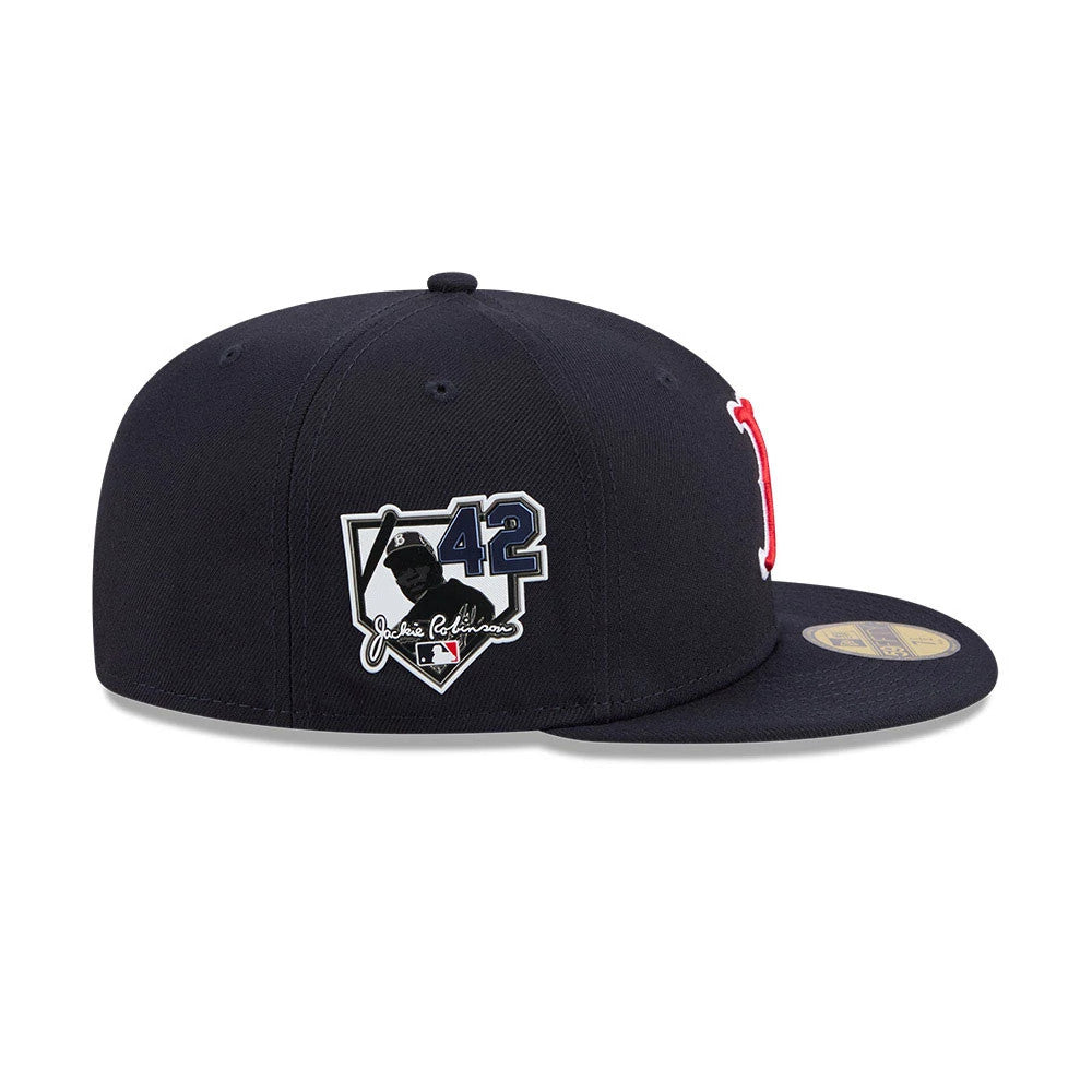 Pictured is this MLB Jackie Robinson Boston Red Sox 59FIFTY Fitted cap in navy. 5