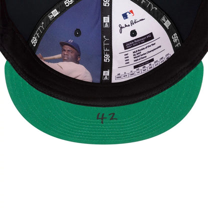 Pictured is this MLB Jackie Robinson Boston Red Sox 59FIFTY Fitted cap in navy. 8