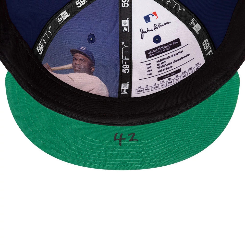 Pictured is this MLB Jackie Robinson LA Dodgers 59FIFTY Fitted cap in dark blue. 8