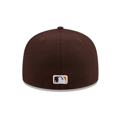 Pictured is this MLB Jackie Robinson San Diego Padres 59FIFTY Fitted cap in dark brown. 7