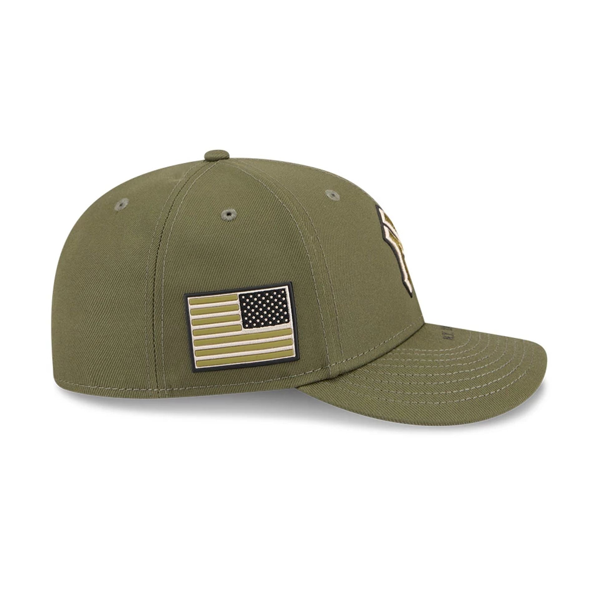 Pictured is this MLB Armed Forces Day 2026 New York Yankees Low Profile 59FIFTY Fitted cap in green. 5