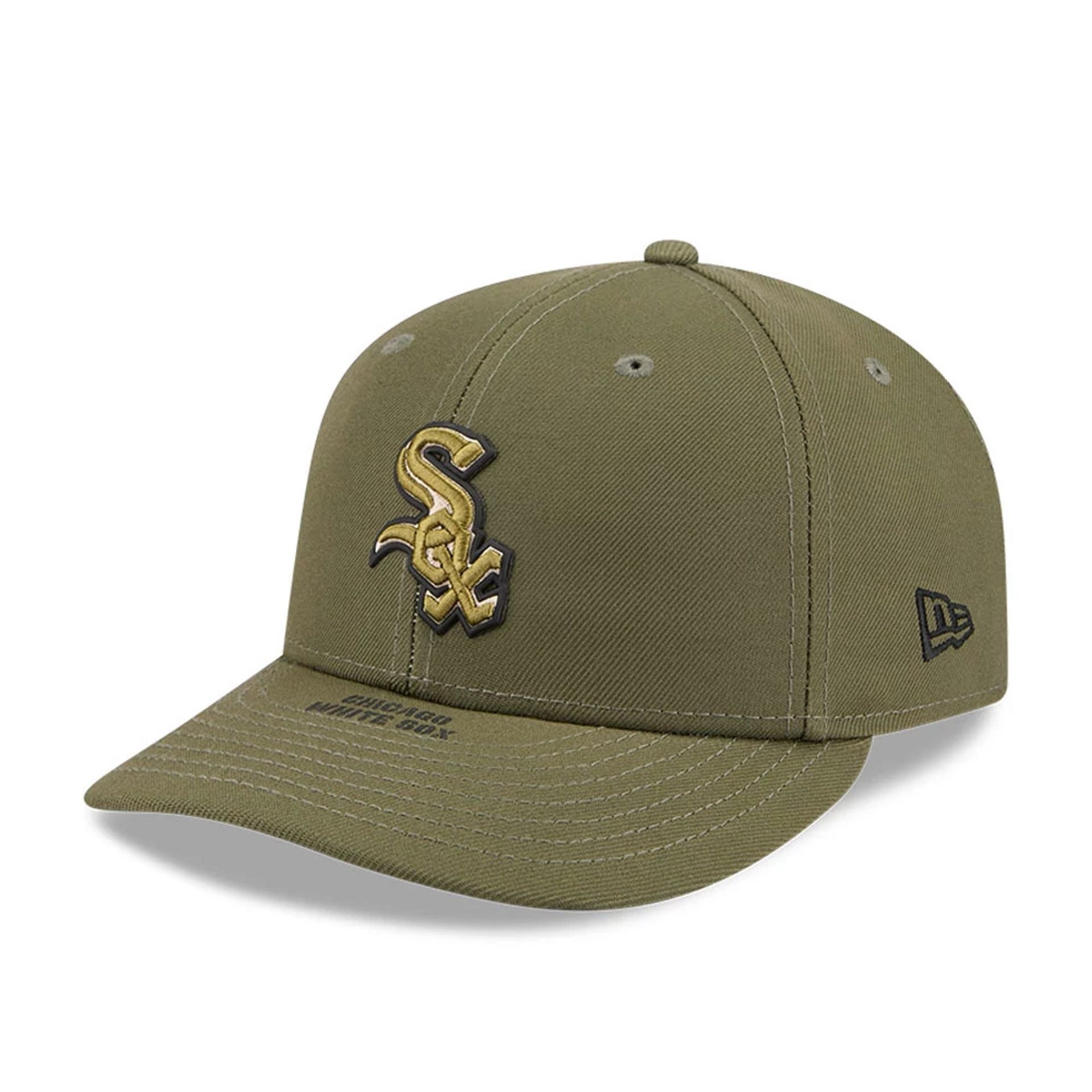 Pictured is this MLB Armed Forces Day 2026 Chicago White Sox Low Profile 59FIFTY Fitted cap in green. 4