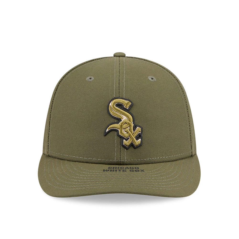Pictured is this MLB Armed Forces Day 2026 Chicago White Sox Low Profile 59FIFTY Fitted cap in green. 3