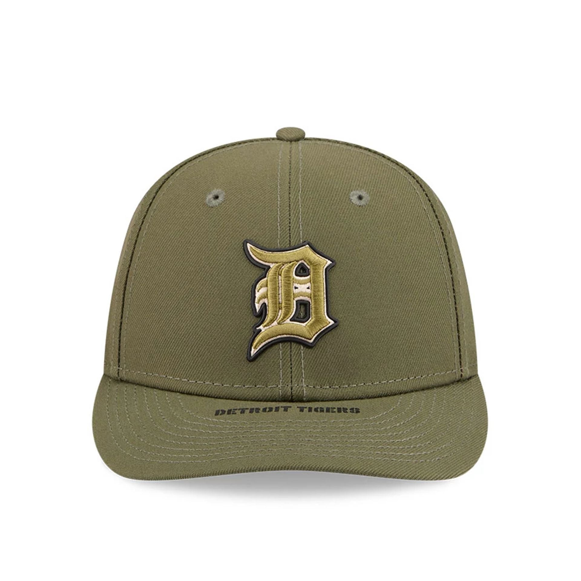 Pictured is this MLB Armed Forces Day 2026 Detroit Tigers Low Profile 59FIFTY Fitted cap in green. 3