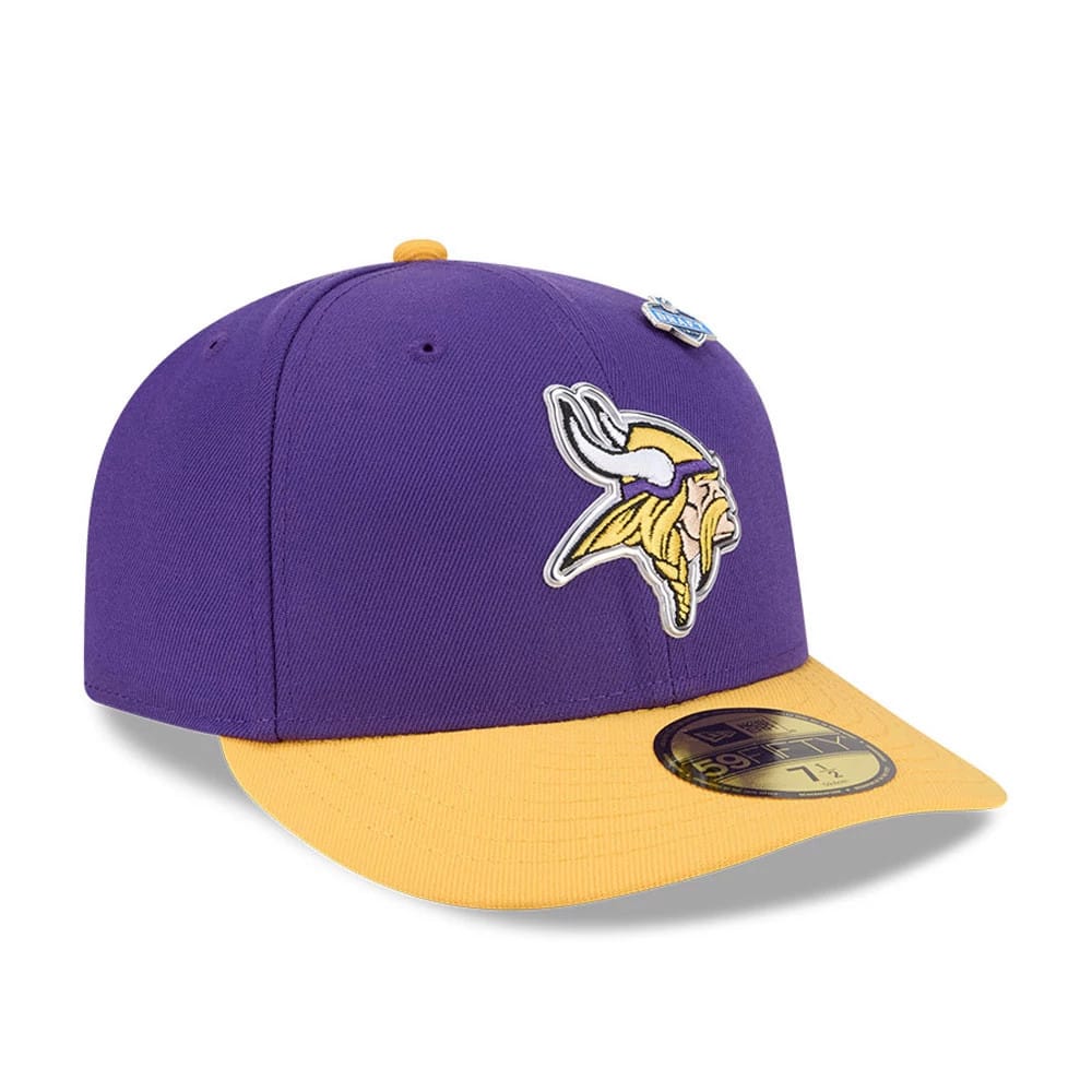 Pictured is this NFL Draft 2026 Minnesota Vikings 59FIFTY Fitted cap in purple. 4