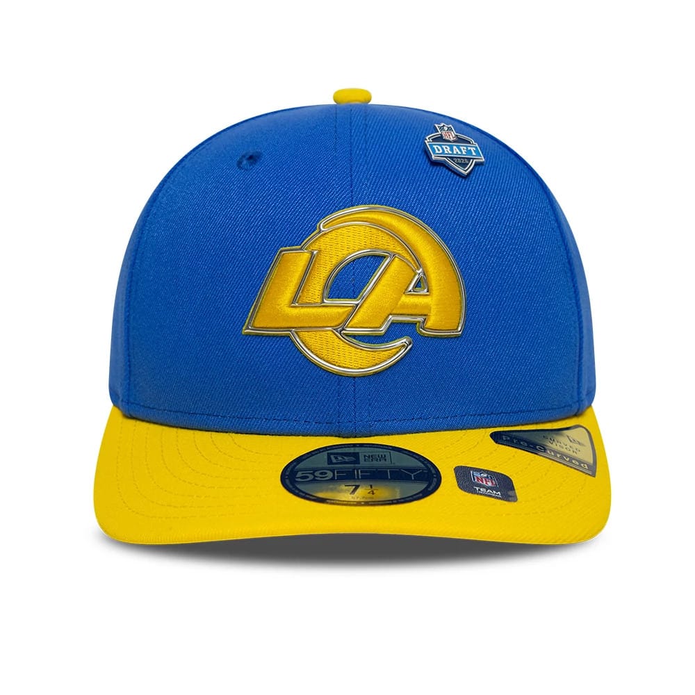 Pictured is this NFL Draft 2026 LA Rams 59FIFTY Fitted cap in bright blue. 3