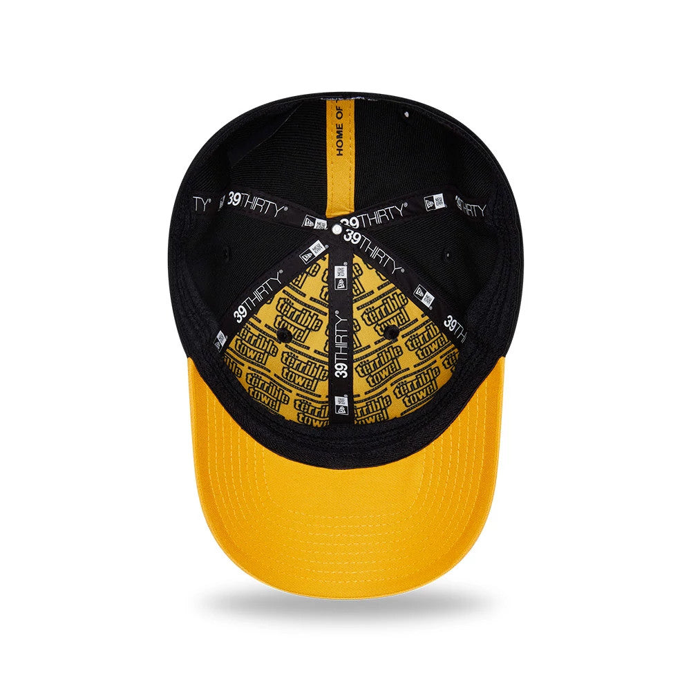 Pictured is this NFL Draft 2026 Pittsburgh Steelers 39THIRTY M-Crown Stretch Fit cap in black. 7