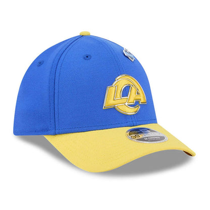 Pictured is this NFL Draft 2026 LA Rams 39THIRTY M-Crown Stretch Fit cap in bright blue. 3
