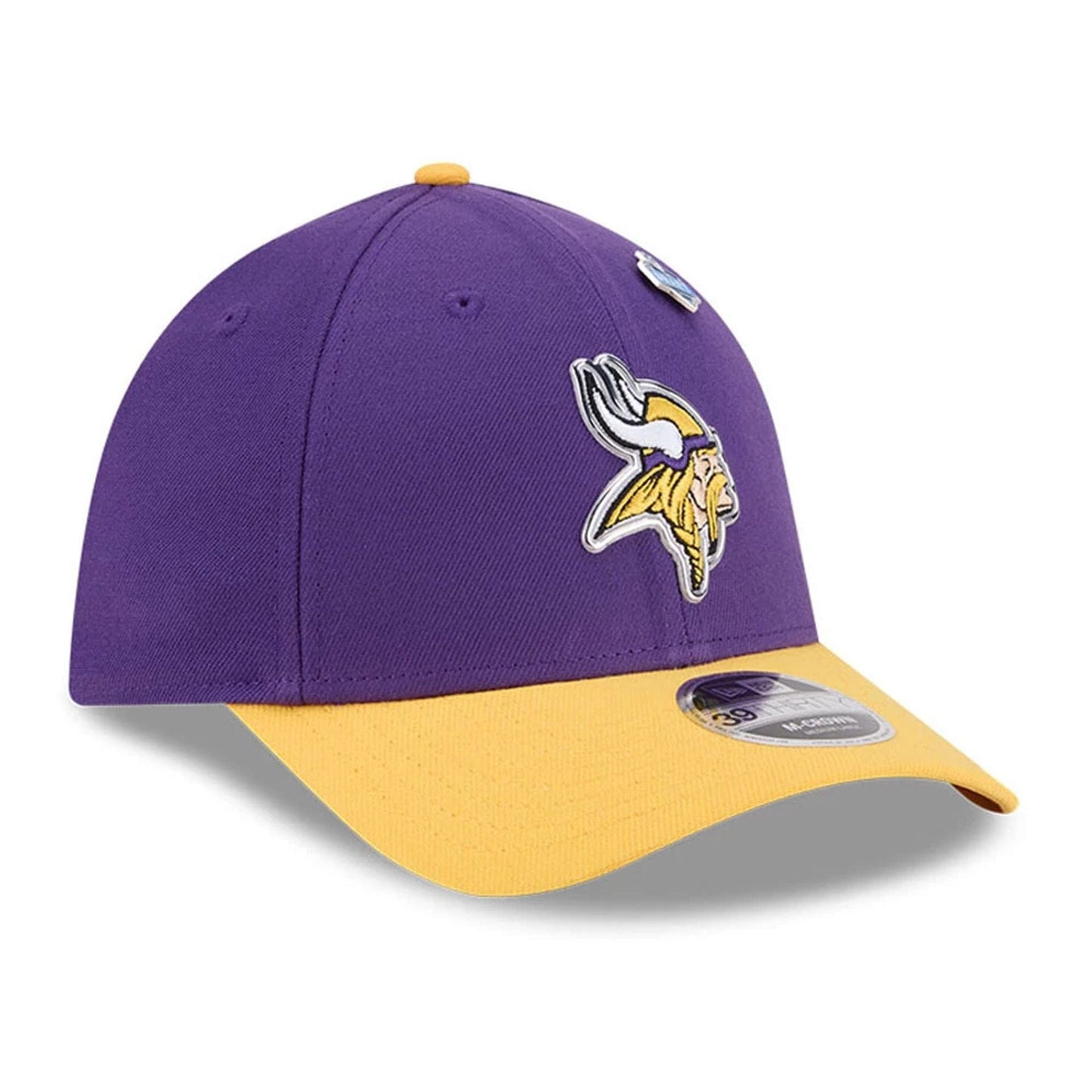Pictured is this NFL Draft 2026 Minnesota Vikings 39THIRTY M-Crown Stretch Fit cap in purple. 3