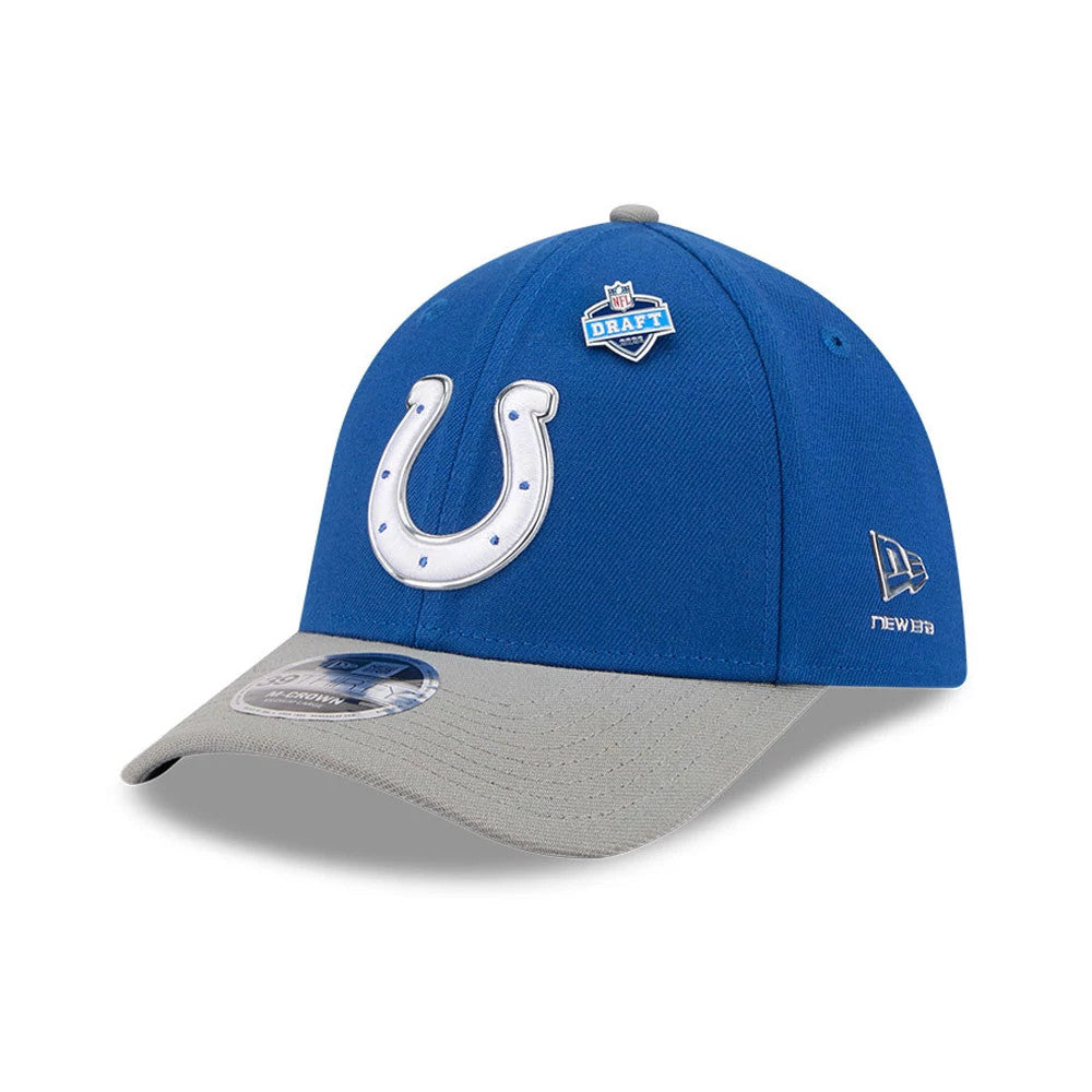 Pictured is this NFL Draft 2026 Indianapolis Colts 39THIRTY M-Crown Stretch Fit cap in blue. 1