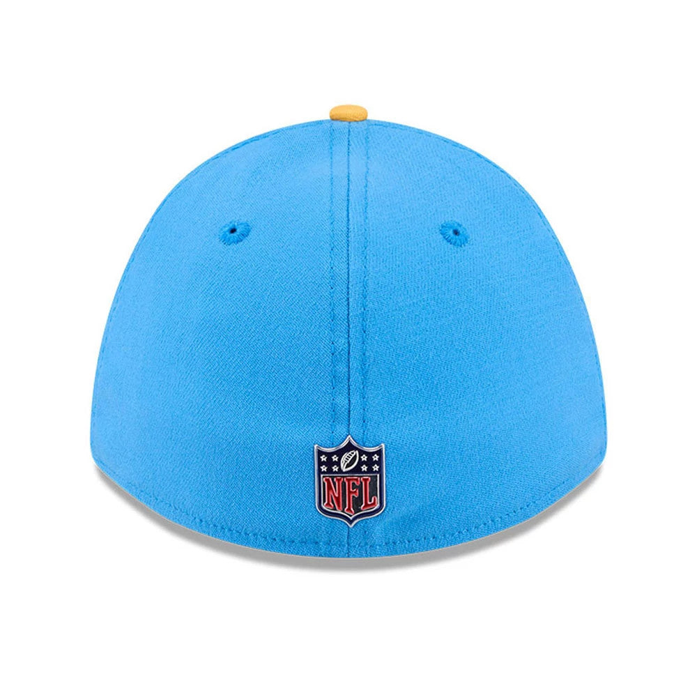 Pictured is this NFL Draft 2026 LA Chargers 39THIRTY M-Crown Stretch Fit cap in blue. 4