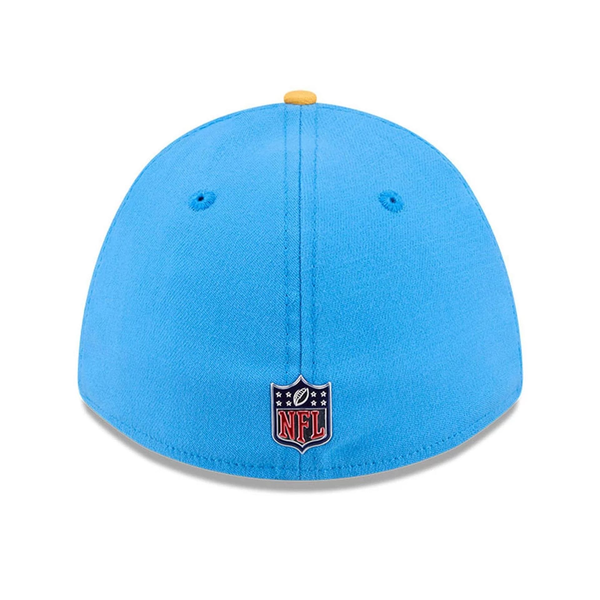 Pictured is this NFL Draft 2026 LA Chargers 39THIRTY M-Crown Stretch Fit cap in blue. 4