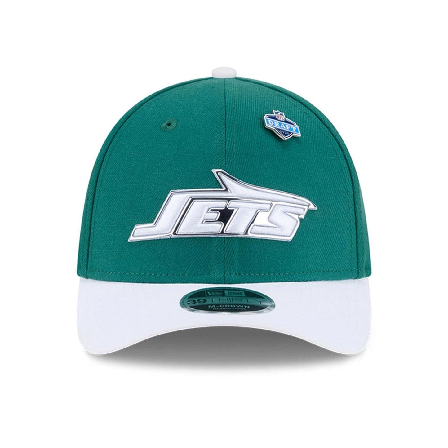 Pictured is this NFL Draft 2026 New York Jets 39THIRTY M-Crown Stretch Fit cap in green. 3