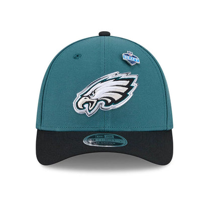 Pictured is this NFL Draft 2026 Philadelphia Eagles 39THIRTY M-Crown Stretch Fit cap in dark green. 3