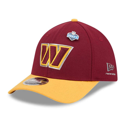 Pictured is this NFL Draft 2026 Washington Commanders 39THIRTY M-Crown Stretch Fit cap in dark red. 1