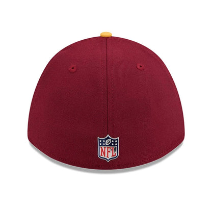 Pictured is this NFL Draft 2026 Washington Commanders 39THIRTY M-Crown Stretch Fit cap in dark red. 4