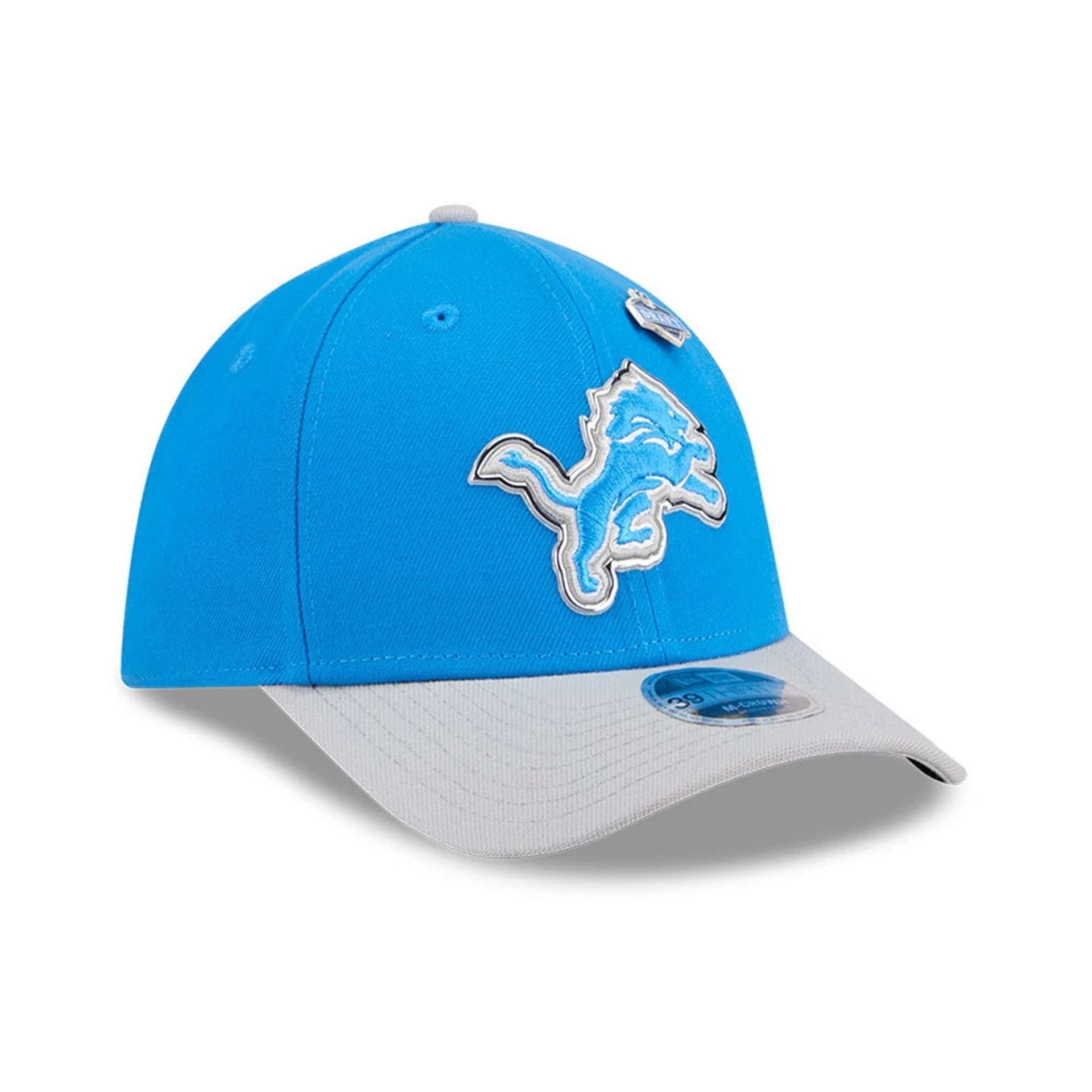Pictured is this NFL Draft 2026 Detroit Lions 39THIRTY M-Crown Stretch Fit cap in blue. 4