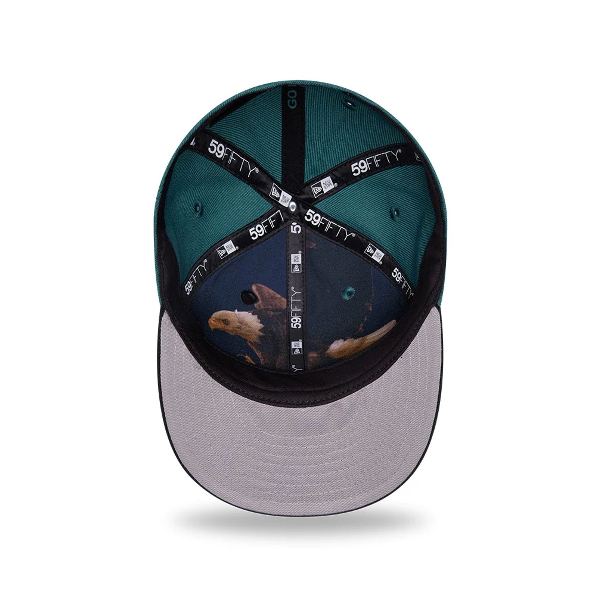 Pictured is this NFL Draft 2026 Philadelphia Eagles 59FIFTY Fitted cap in dark green. 2