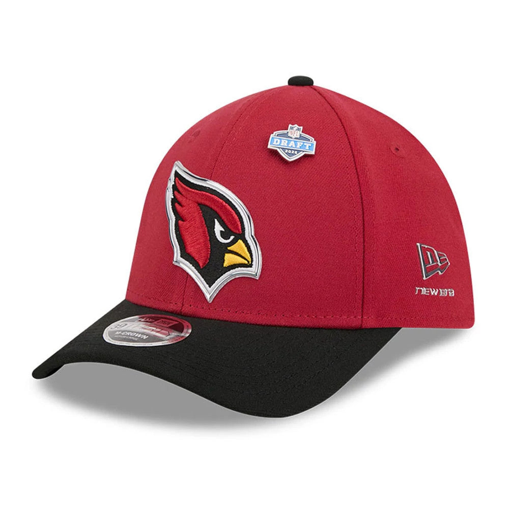 Pictured is this NFL Draft 2026 Arizona Cardinals 39THIRTY M-Crown Stretch Fit cap in dark red. 1