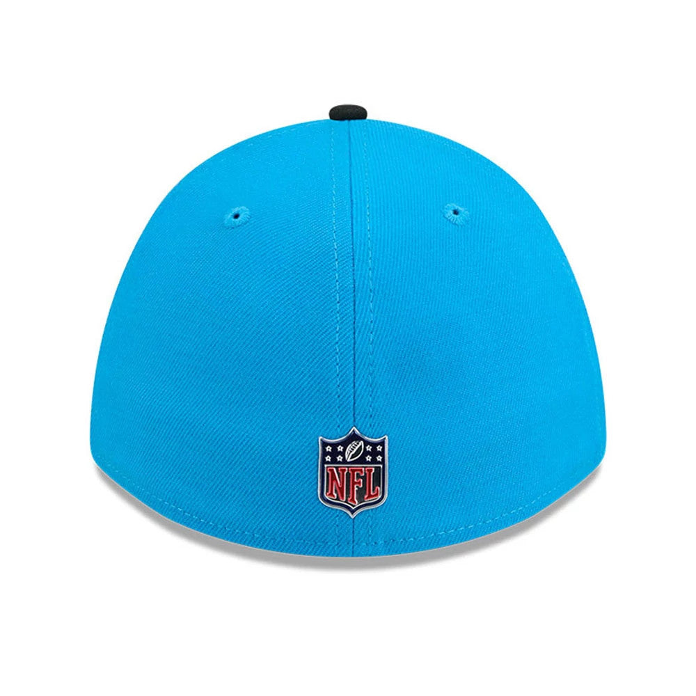 Pictured is this NFL Draft 2026 Carolina Panthers 39THIRTY M-Crown Stretch Fit cap in blue. 5