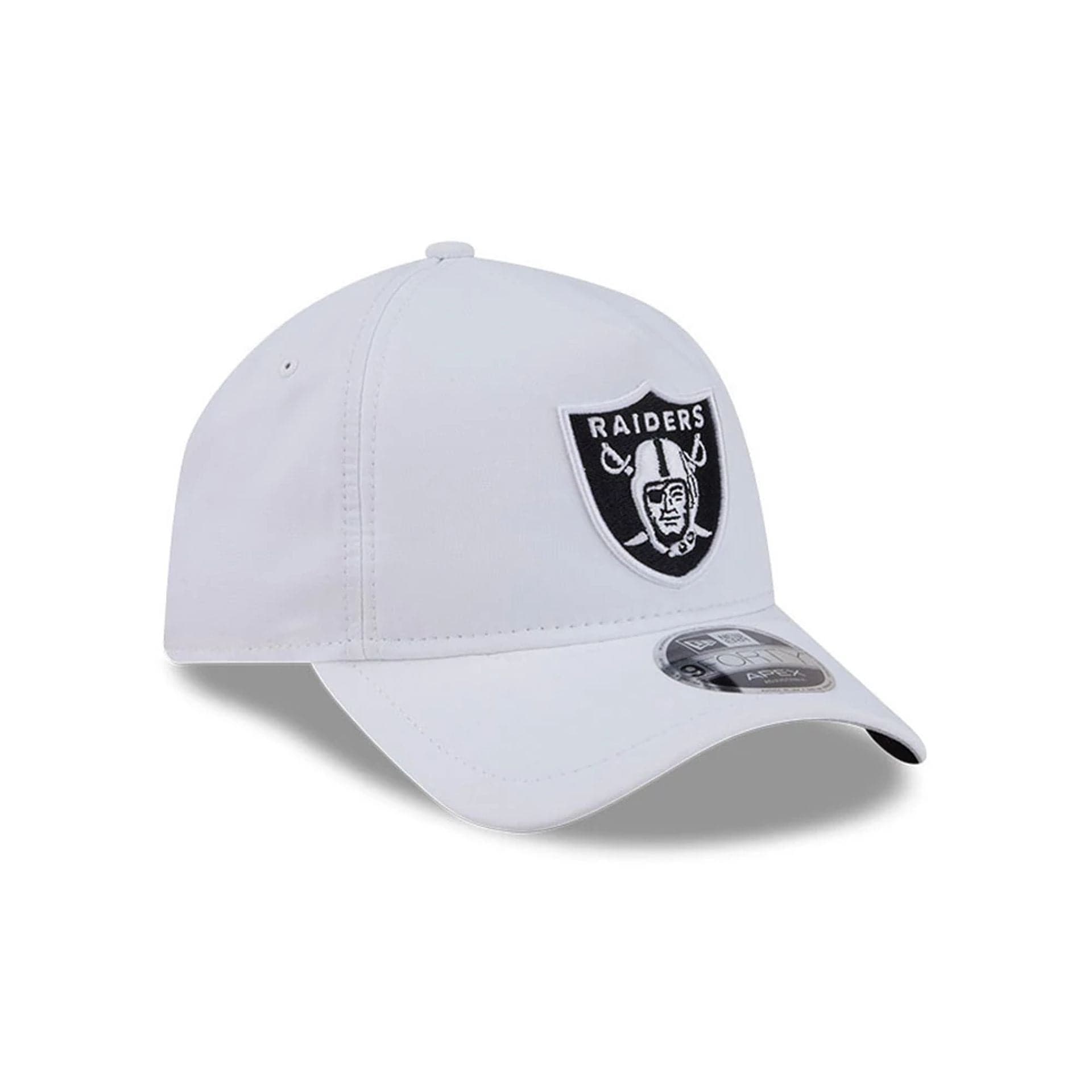 Pictured is this NFL Quickstrike Las Vegas Raiders 9FORTY Apex cap in white. 4
