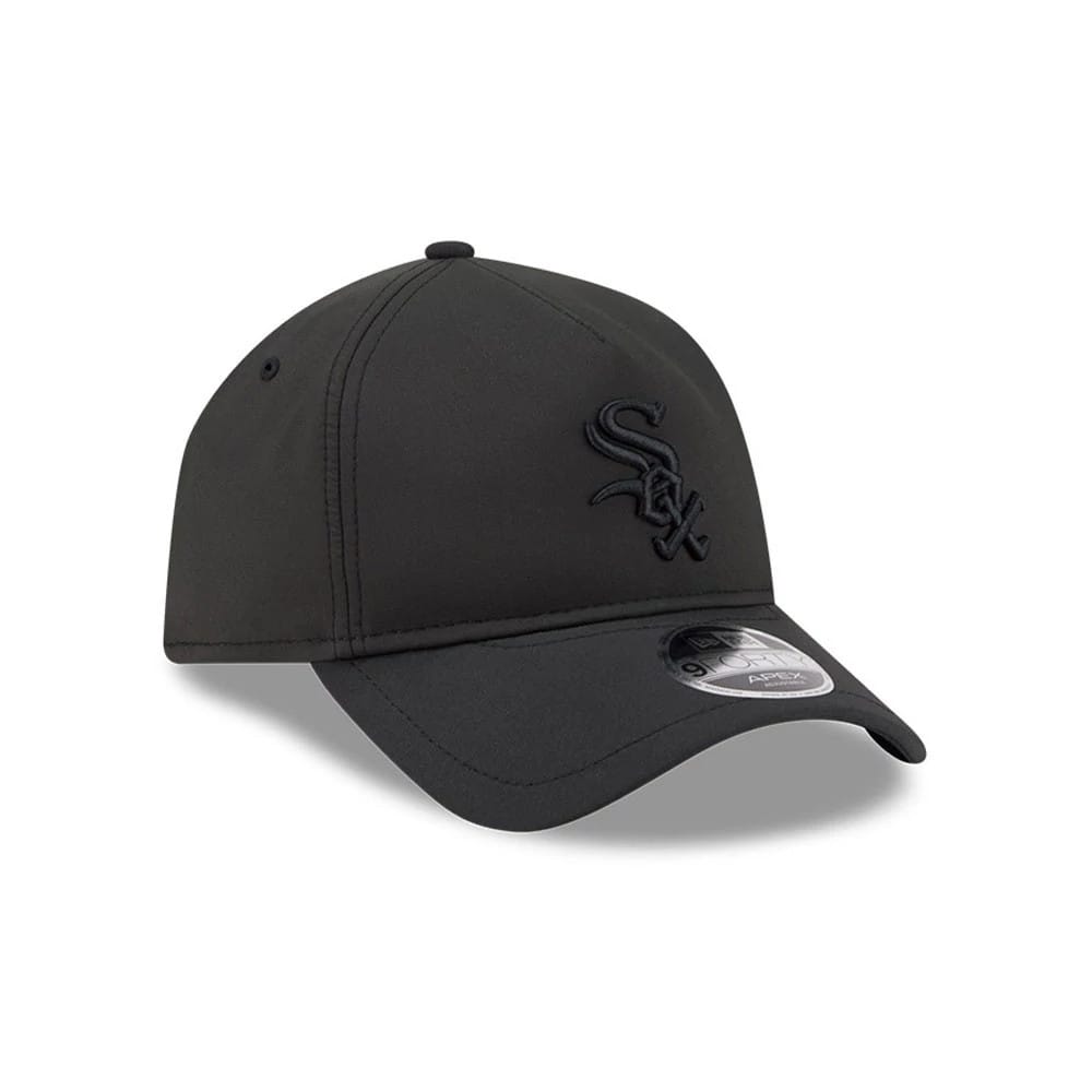 Pictured is this MLB Quickstrike Chicago White Sox 9FORTY Apex cap in black on black. 3
