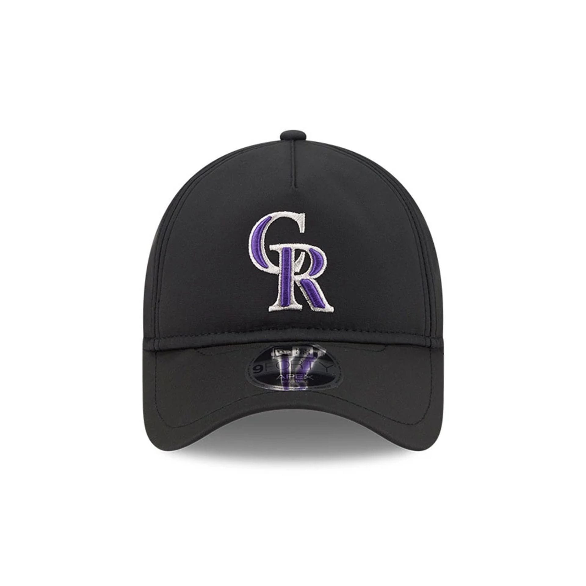 Pictured is this MLB Quickstrike Colorado Rockies 9FORTY Apex cap in black. 2