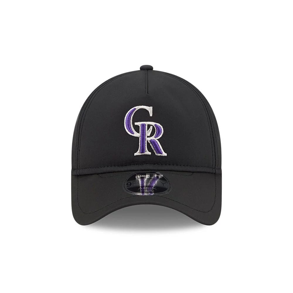 Pictured is this MLB Quickstrike Colorado Rockies 9FORTY Apex cap in black. 2