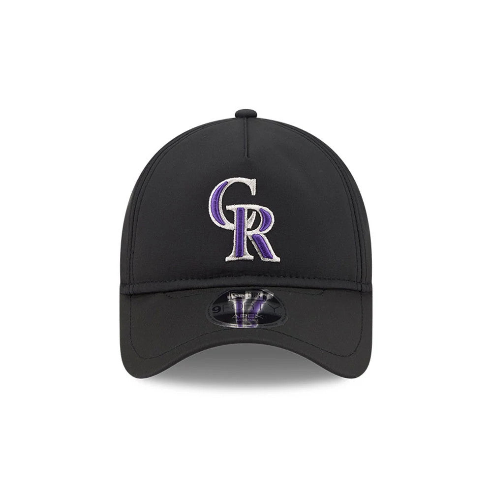 Pictured is this MLB Quickstrike Colorado Rockies 9FORTY Apex cap in black. 2