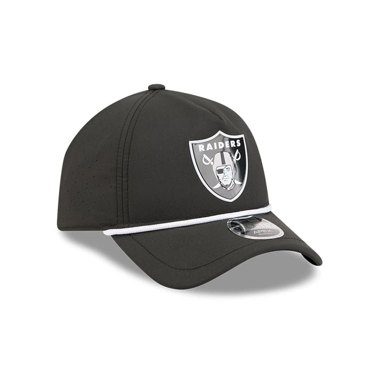 Pictured is this NFL Quickstrike Las Vegas Raiders 9FORTY Apex cap in black. 3
