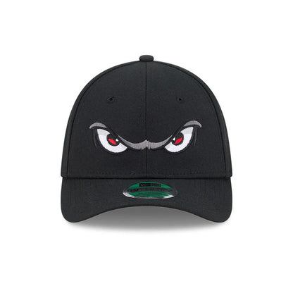 Pictured is this MiLB On Field Player Replica Lake Elsinore Storm 39THIRTY M-Crown Stretch Fit cap in Black. 3
