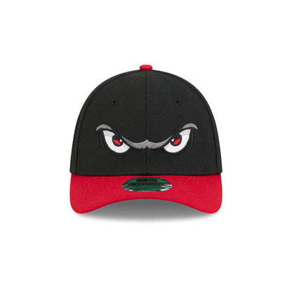 Pictured is this MiLB On Field Player Replica Lake Elsinore Storm 39THIRTY M-Crown Stretch Fit cap in Black. 3