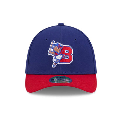 Pictured is this MiLB On Field Player Replica Buffalo Bisons 39THIRTY M-Crown Stretch Fit cap in Dark Blue. 3