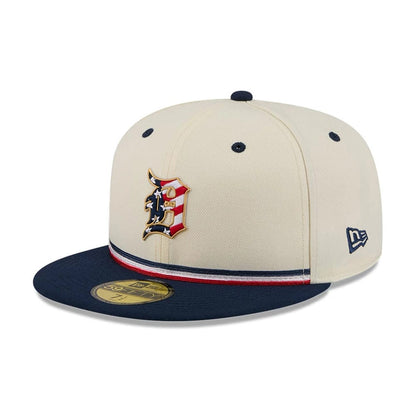 Pictured is this MLB 4th Of July 2026 Detroit Tigers 59FIFTY Fitted cap in Cream. 3