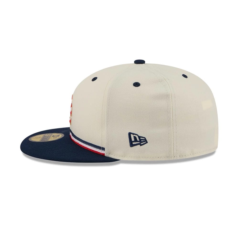 Pictured is this MLB 4th Of July 2026 LA Dodgers 59FIFTY Fitted cap in cream. 5