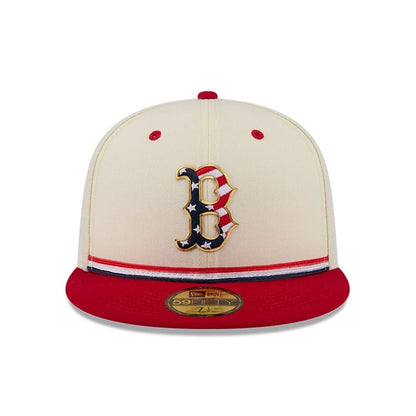 Pictured is this MLB 4th Of July 2026 Boston Red Sox 59FIFTY Fitted cap in red. 3