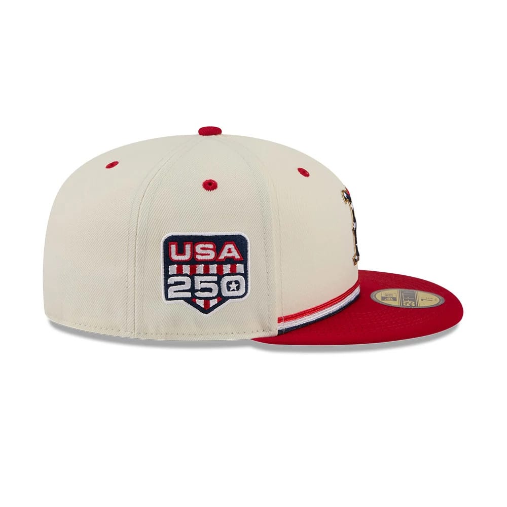 Pictured is this MLB 4th Of July 2026 Boston Red Sox 59FIFTY Fitted cap in red. 6