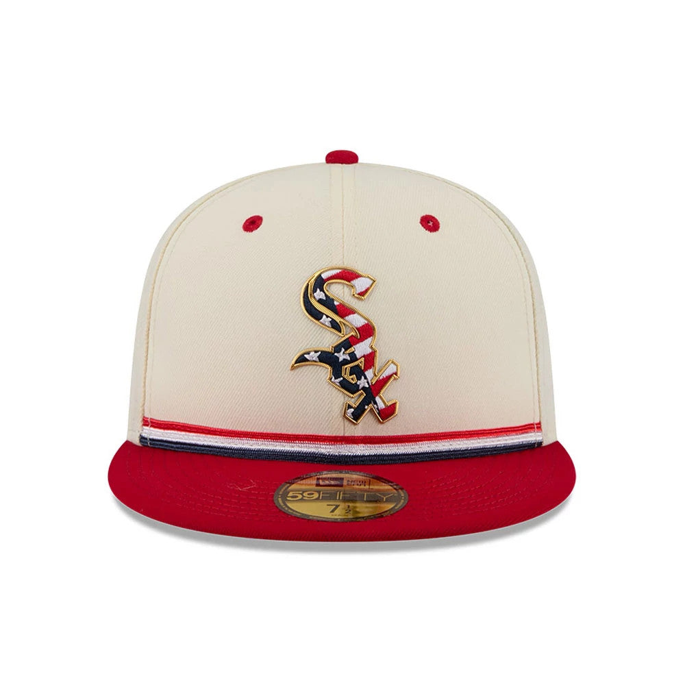 Pictured is this MLB 4th Of July 2026 Chicago White Sox 59FIFTY Fitted cap in red. 3