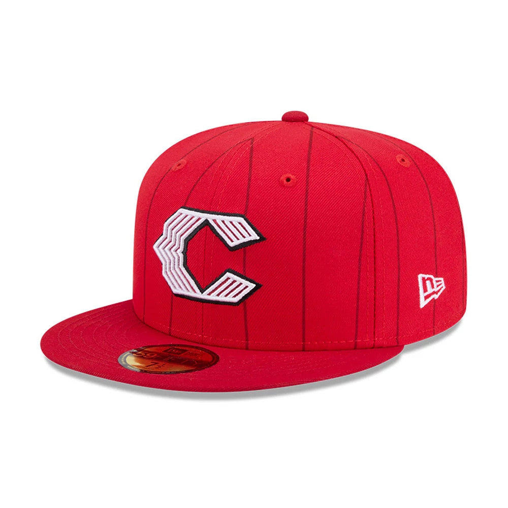 Pictured is this MLB City Connect Cincinnati Reds 59FIFTY Fitted cap in Red. 1