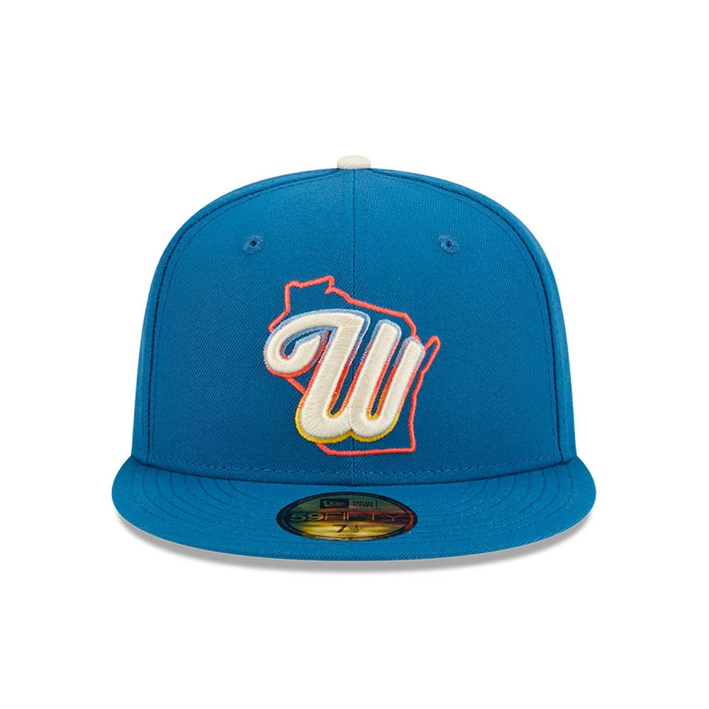 Pictured is this MLB City Connect Milwaukee Brewers 59FIFTY Fitted cap in Blue. 3