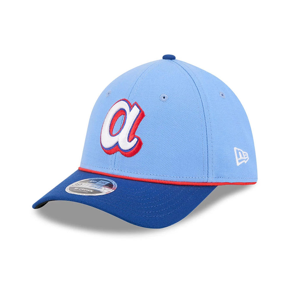Pictured is this MLB City Connect Atlanta Braves 39THIRTY M-Crown Stretch Fit cap in Blue. 1